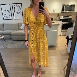 Lulu’s high low sheer w/ lining mustard dress